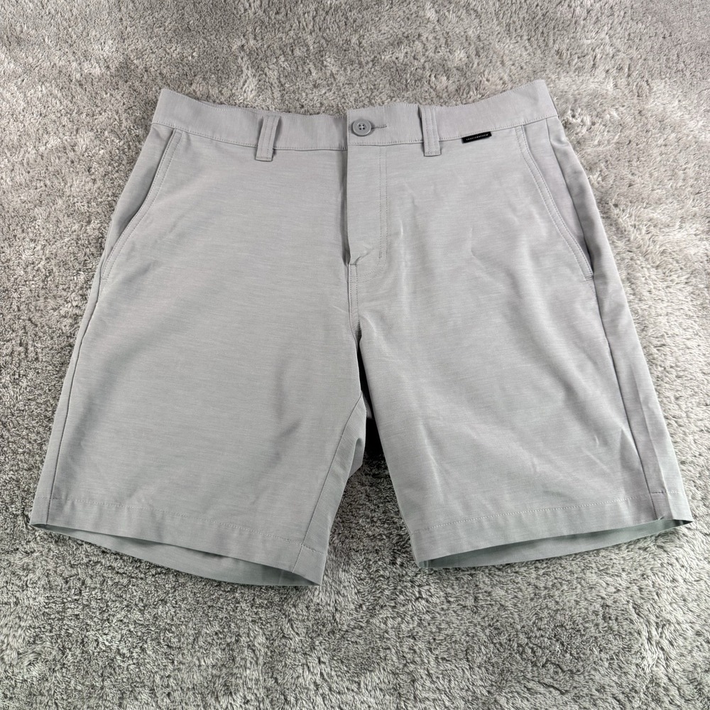 TravisMathew Mens 32 Gray Golf Shorts Performance Stretch 8” Inseam Lightweight
